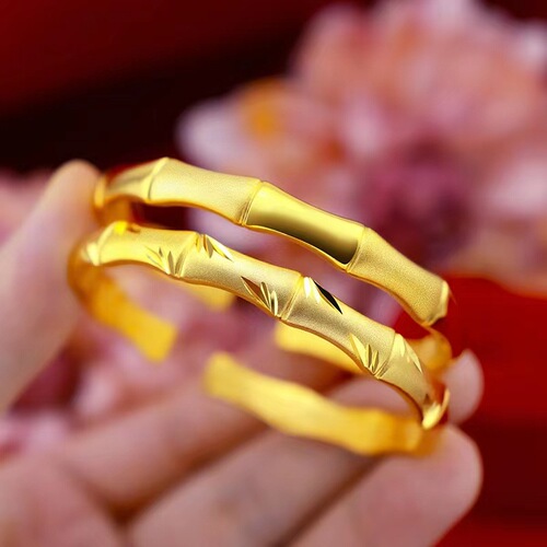 Vietnam Sand Gold Rich Bamboo Bracelet Open Style Light Sand Copper Gold Plated Bracelet Imitation Gold Jewelry Wholesale