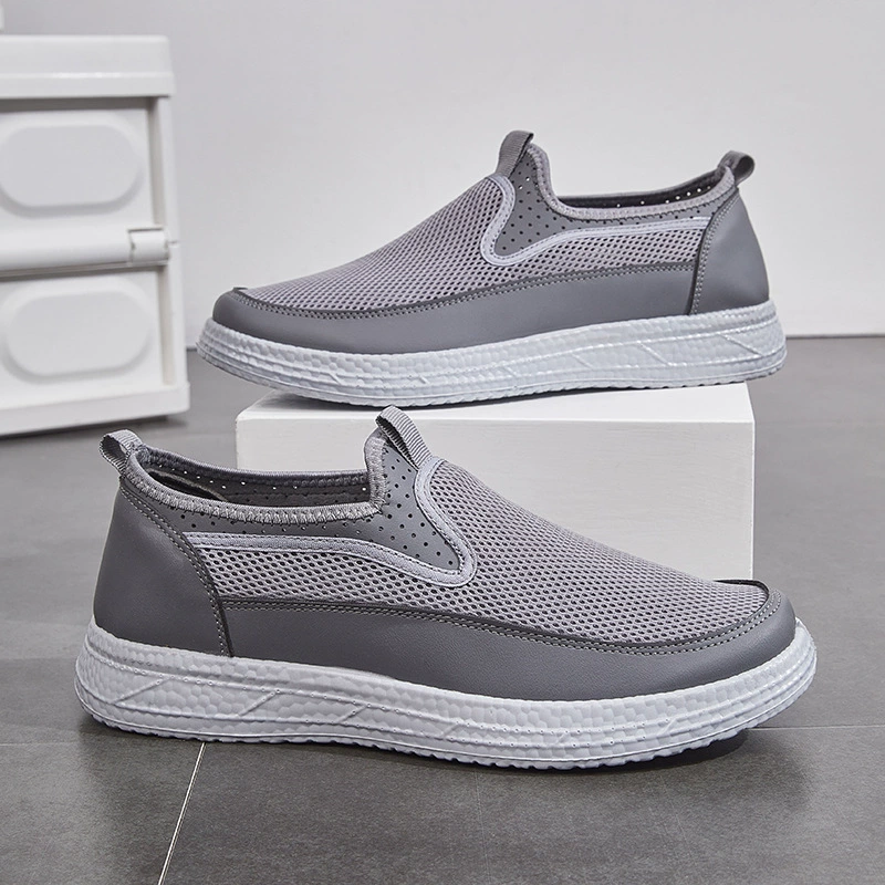 Летние мужские сетчатые туфли для пожилых пап туфли на мягкой подошве легкие повседневные туфли