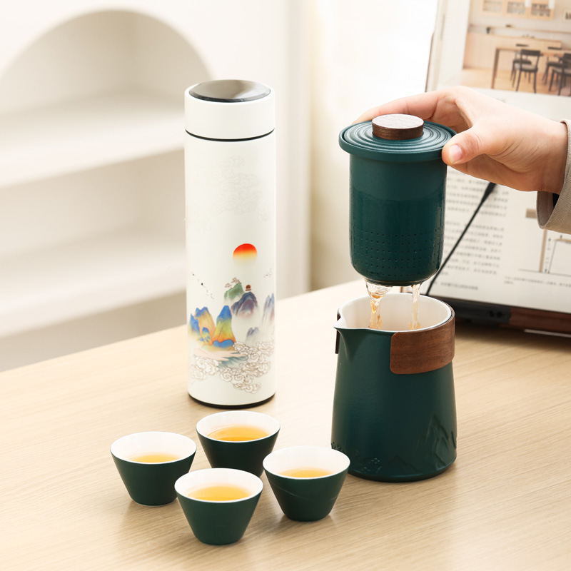 Juego de Té Express de Viaje de Cerámica Portátil para Regalos de Negocios