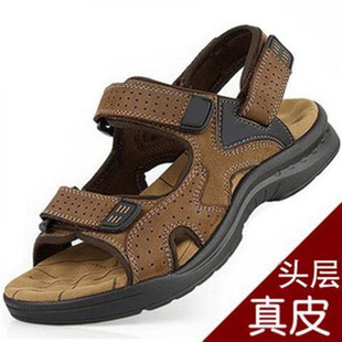 First-Layer Cowhide Men's Sandals Men's Trendy 2025 Summer New Casual Sports Genuine Leather Korean Style Beach Shoes Large Size