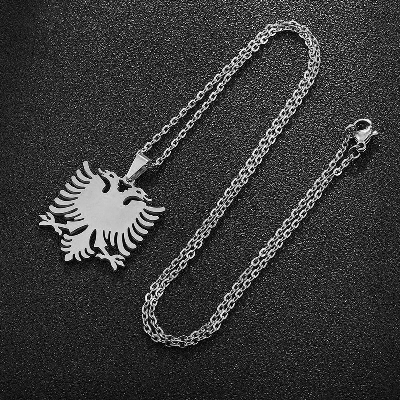 Albania Eagle Map Pendant Necklace Stainless Steel Jewellery_voghion.com