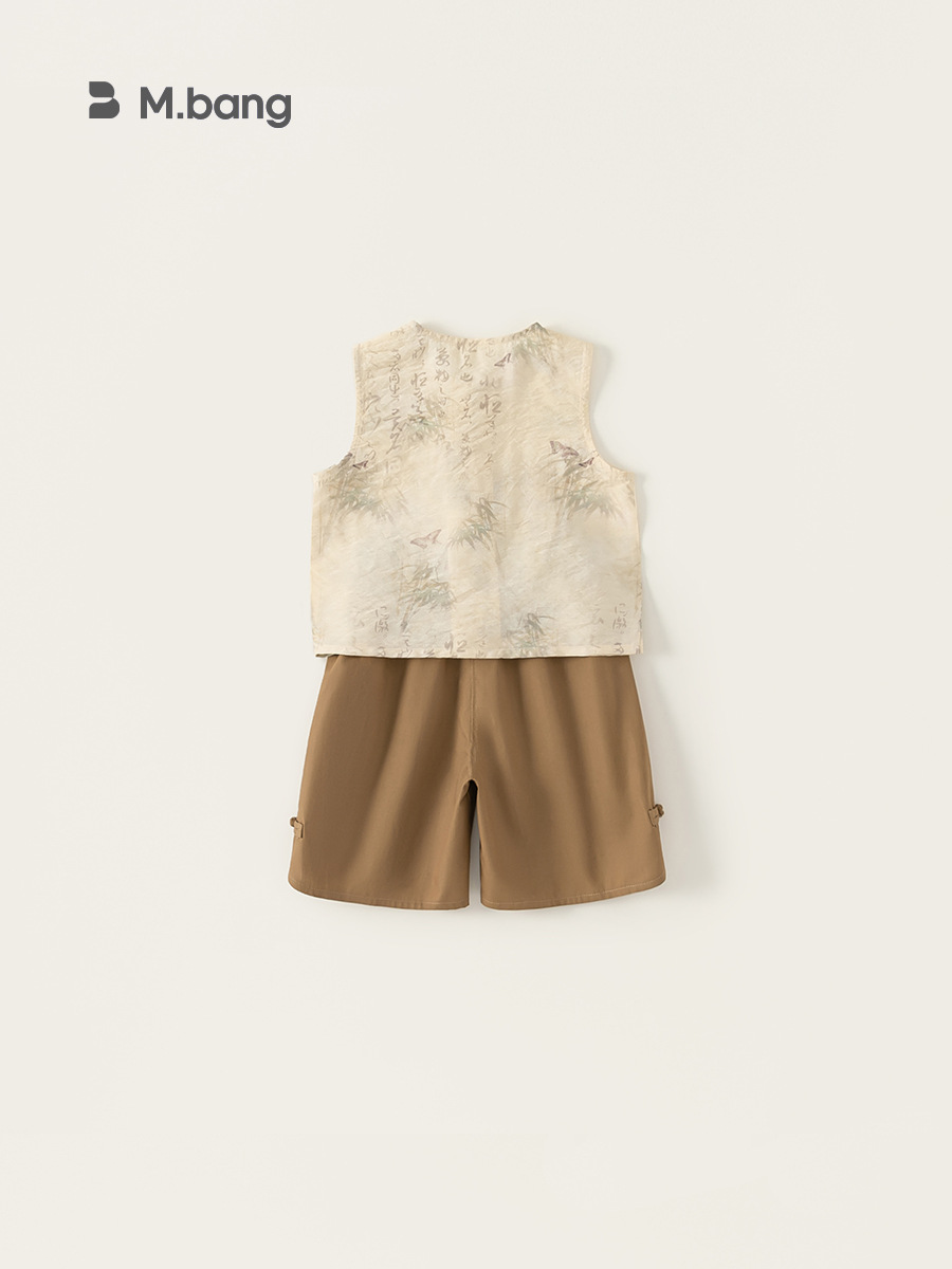 Youbao ropa para niños verano niño estilo nacional bordado chaleco sin mangas color sólido hebilla pantalones cortos de dos piezas nuevo traje chino