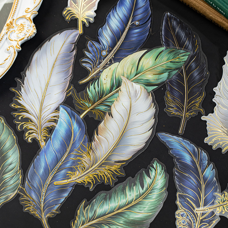 El lenguaje ocio pet estampado pegatinas bolsas de plumas de la serie de plumas creativas pegatinas decorativas