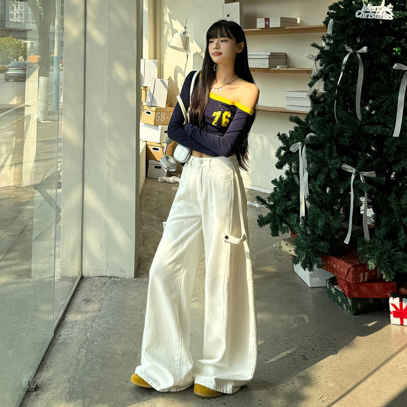 Mali Mary & Retro Buckle | Loose and Lazy | Pants | Long | Wide Leg Denim Pants