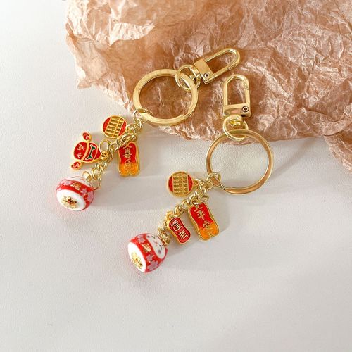 Chinese-style text cartoon keychain creative design AirPods bag pendant exquisite small gift accessory