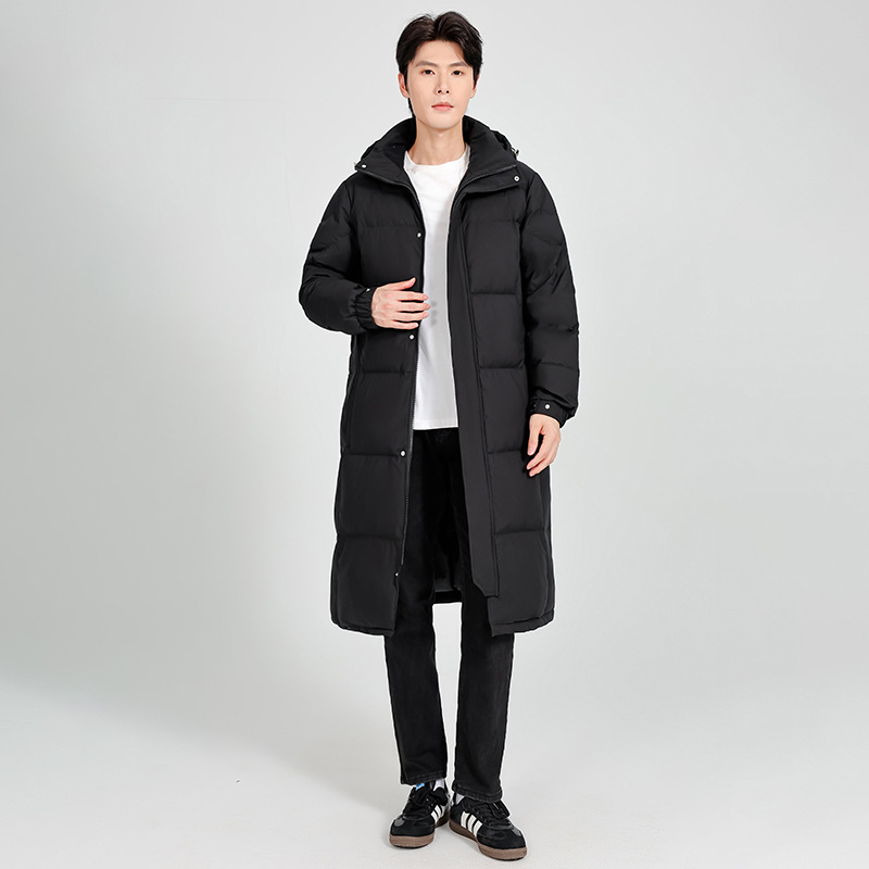 【石墨烯+背带】长款情侣羽绒服男款冬季宽松过膝中戏校服印制