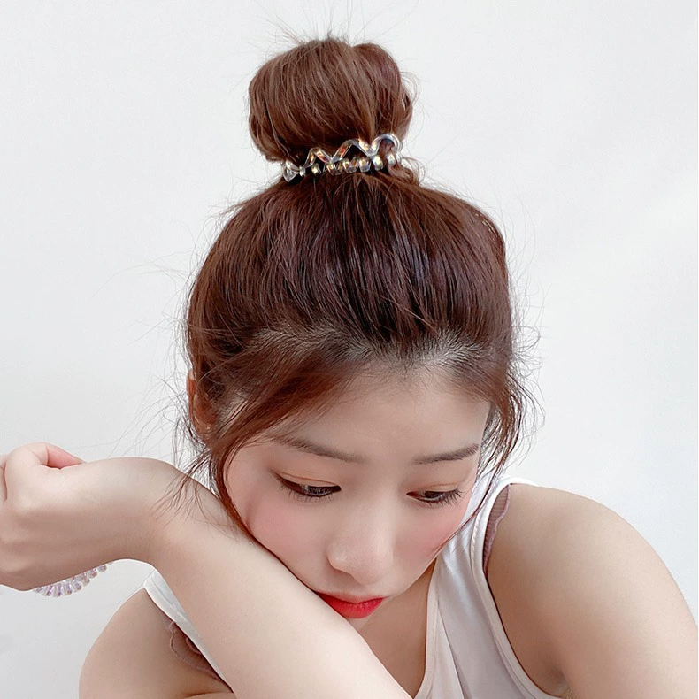 Проволока для волос Telephone Coil Hair Rope (П ponytail) — матовая и прозрачная, корейский простой элегантный, ассорти цветов