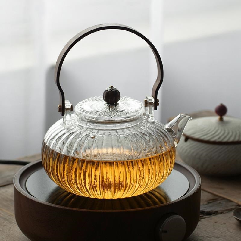 Borosilicato rayado vidrio té olla haz tetera con filtro calabaza olla hogar borosilicato Kung Fu juego de té