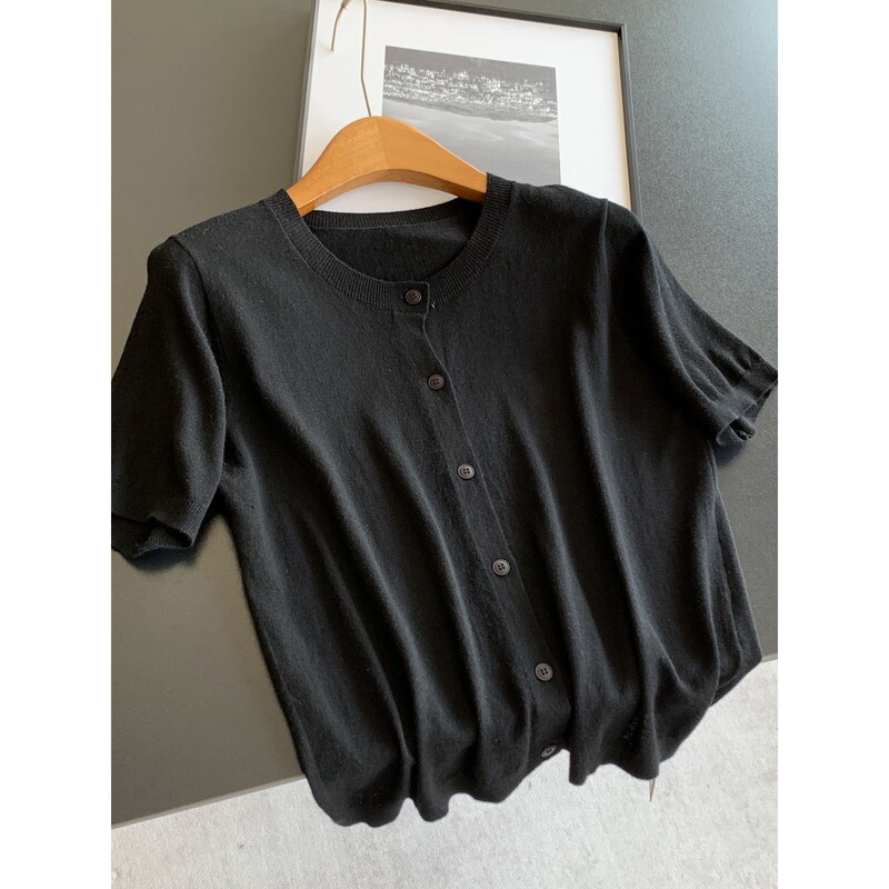 2026 Spring/Summer Collection Casual Knitted Cardigan Short Sleeve Base Shirt Elegant Women's Blouse Wholesale N4Et24787