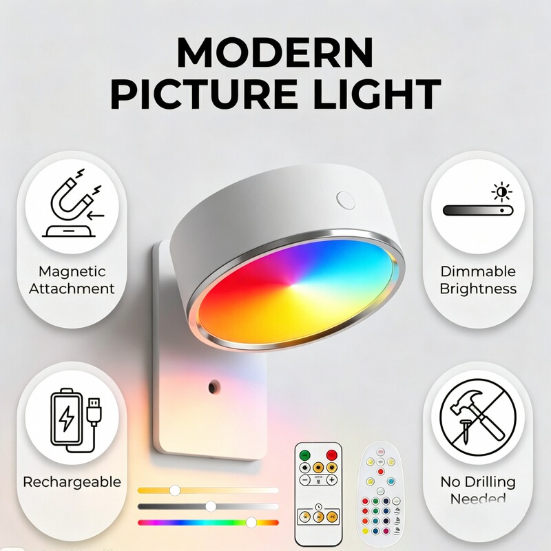 Cross-Border Popular Led Art Display Light with Magnetic Painting Light Strip, Remote Control, Wireless Home Wall Decoration