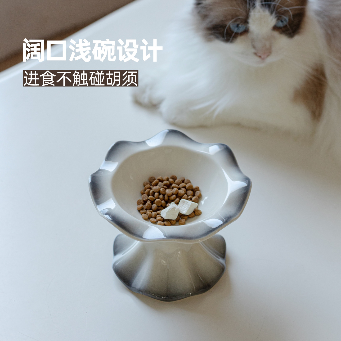 Cerámica de alto valor, pies altos, tazones para mascotas anti-volcado, tazones para gatos y perros, tazones para beber alimentos, tazones para suministros para mascotas, exportación transfronteriza
