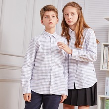 男女校服儿童格子衬衫春秋长袖衬衣学院风小学生校服班服上衣