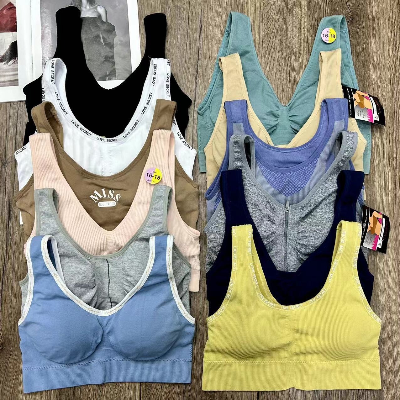 Inventario de marca mixta, eliminación de la cola, varios tipos de belleza de alta calidad, cómodos, deportivos de yoga mixtos, sujetadores