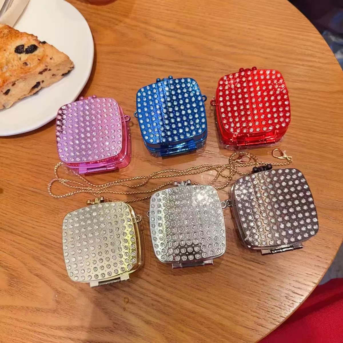 2025新款迷你满钻亚克力带镜子小包时尚斜跨配饰跨境欧美潮流