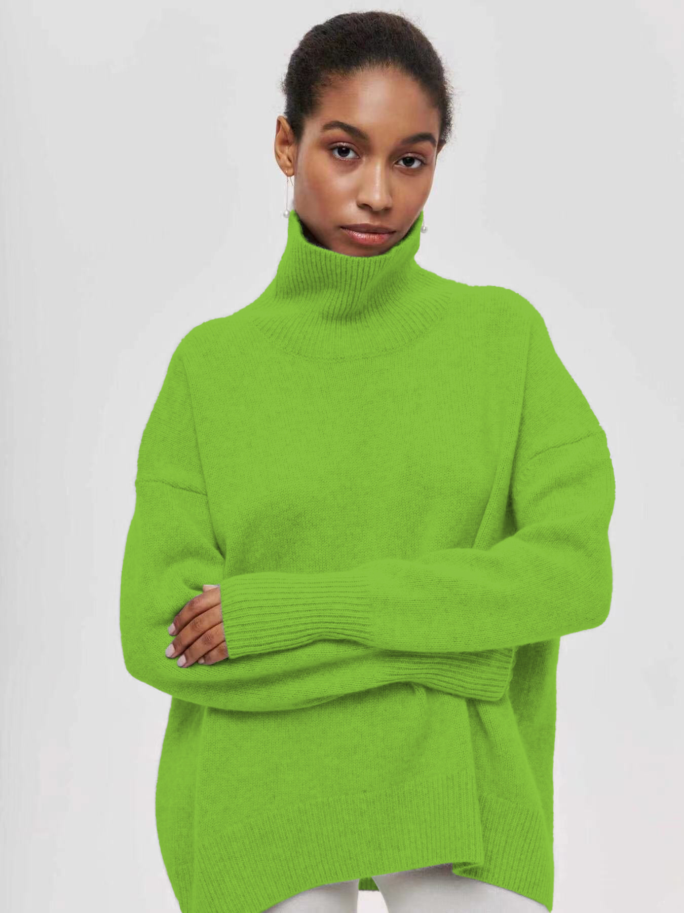 2023 ropa de mujer personalizada nuevo partido europeo y americano suéter suelto popular medio cuello alto Otoño e Invierno suéter