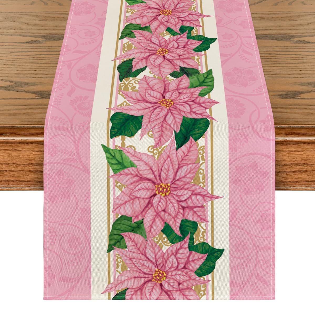 Poinsettia placemat camino de mesa Navidad otoño impreso Mesa Redonda toalla estera de mesa lavada antideslizante decoración de aislamiento térmico