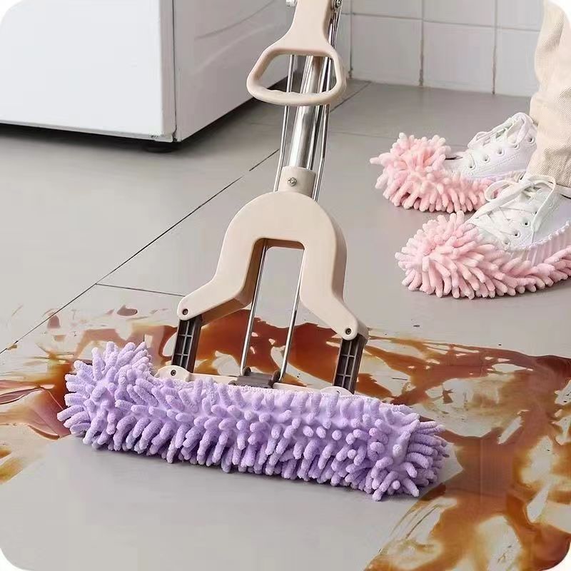 繰り返し使用できるシェニール織のレイジーモップシューズカバー、厚くて拡大されたフロアクリーニング、取り外し可能で洗えるサイレントホームスリッパ|undefined