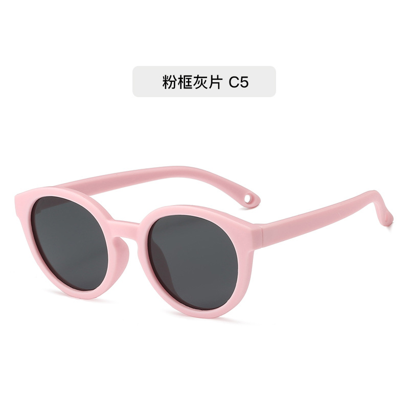 Modische weiche Silikon-Babysonnenbrillen 0-3 Jahre Kinder runde Sonnenbrille UV-Schutz Premium polarisiert hochauflösend