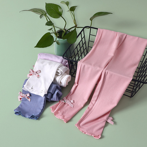Girls' Leggings Category A Excellent Silk Children's Pants Summer Girl Baby Modal Outer Wear Summer Thin Long Pants