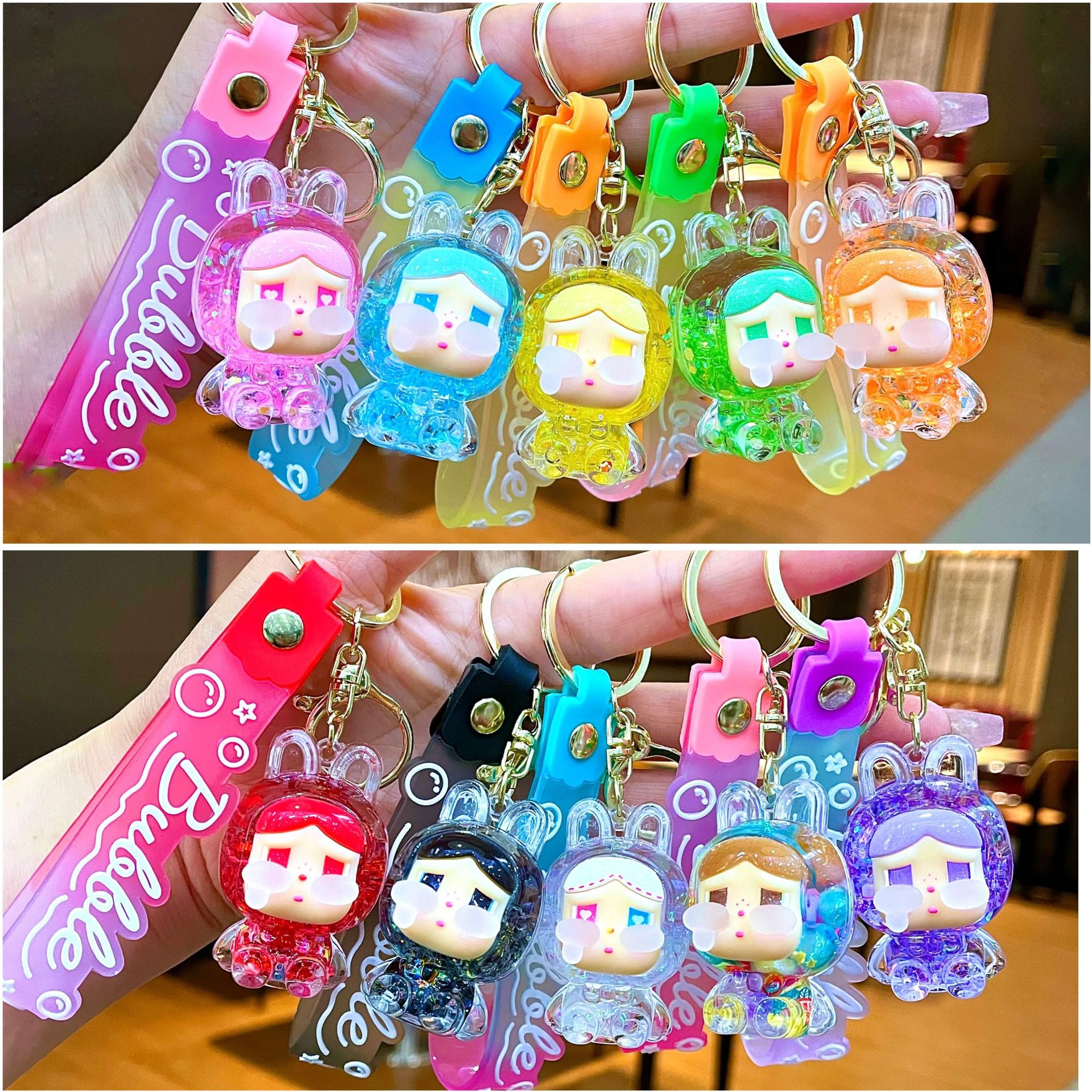 Llavero red acrílico con arena flotante