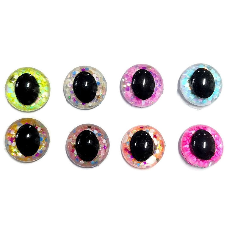 Crystal Cat-Eye Glitter Colored Plush Doll Accessories Handmade Crochet Eyes DIY Decorations Vertical Pupils