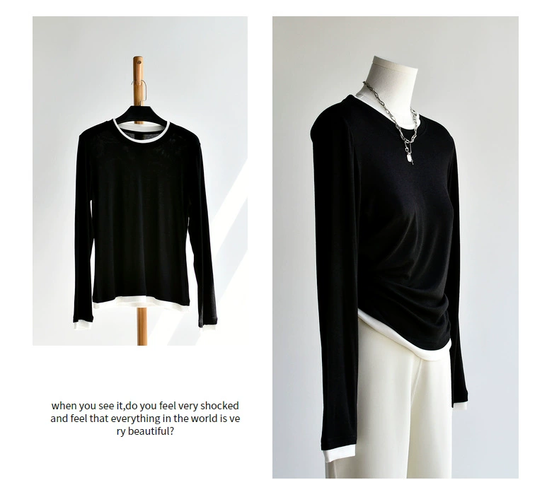 Woolen demi-season tower, keep warm body-friendly long-sleeve