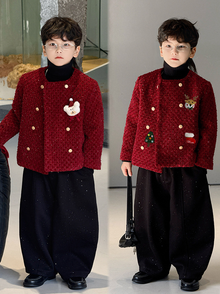 Демисезонный флисовый детский классический костюм, в стиле Шанель