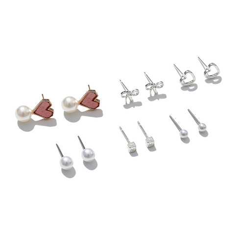 Korean Love Versatile Week Combination Earrings Summer Fresh Weekly Earrings Fashionable Alloy Jewelry Temperament Earrings