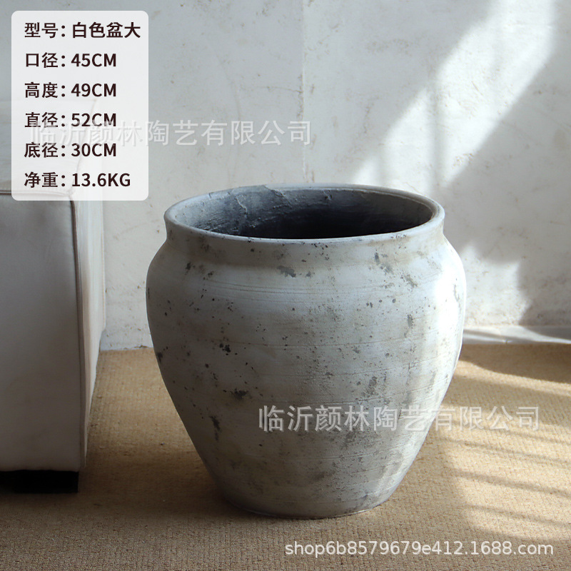 Retro cemento blanco gran estómago maceta tequila azul sala de estar verde maceta hotel centro comercial gran planta verde