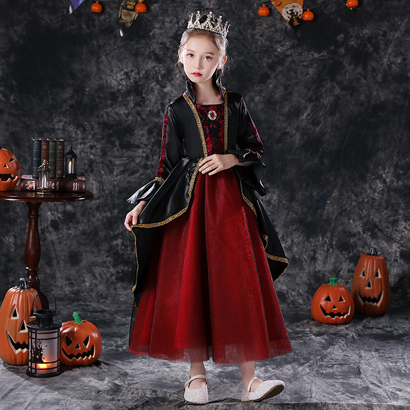 万圣节儿童服装女童披风斗篷衣服角色扮演cos小女巫婆吸血鬼装扮