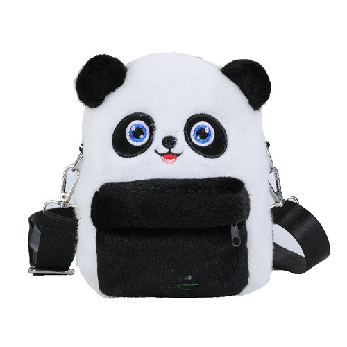 Plush Panda Bag for Girls 2024 Teenager Large Capacity Cute Cartoon Multi-functional Shoulder Satchel Bag