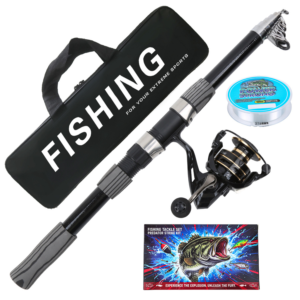 Cross-border 3M fishing gear set, retractable lure rod, travel portable long-distance casting rod, sea rod with spinning reel, manufacturer wholesale