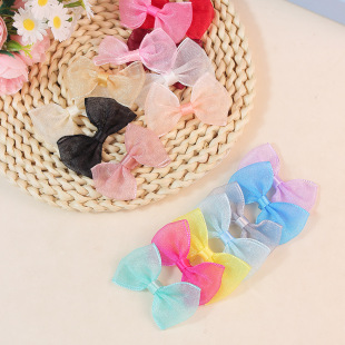 4*6cm Large Snow Gauze Bow, Candy-Colored Bow Tie, Sweet and Dreamy Gauze-Wrapped Waist Flat Knot Headwear Accessories