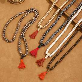 欧美跨境饰品个性民族风复古牛骨串珠项饰彩色不规则天眼轻奢项链