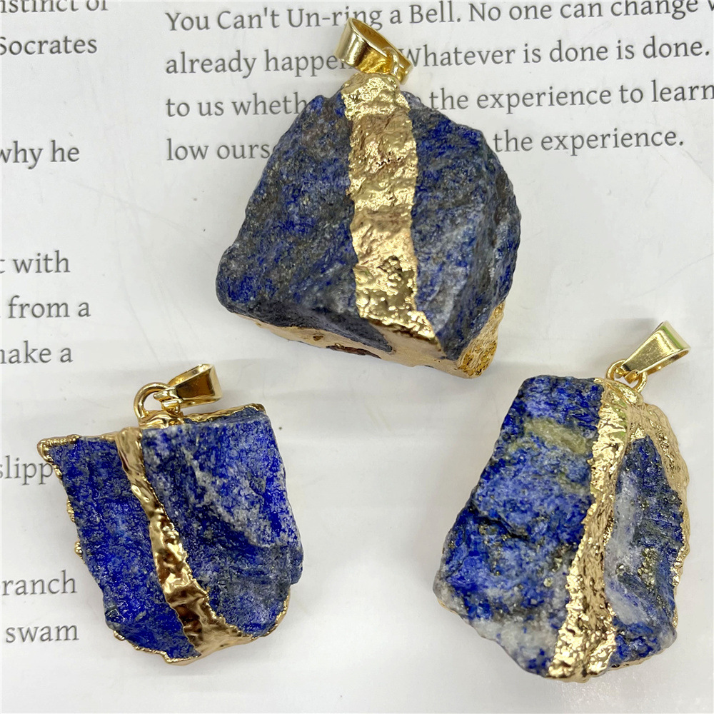 Al por mayor gema natural de cristal oro borde amorfo colgante collar accesorios DIY simple estilo europeo y americano