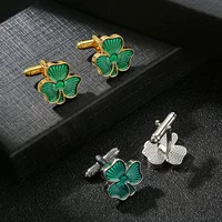 AliExpress трансграничные новые индивидуальные запонки с краской клевера, модные французские запонки для мужской рубашки