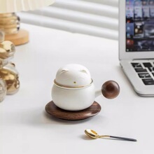 招财猫泡茶杯茶水分离茶杯办公室带过滤创意女士喝水杯子咖啡杯子