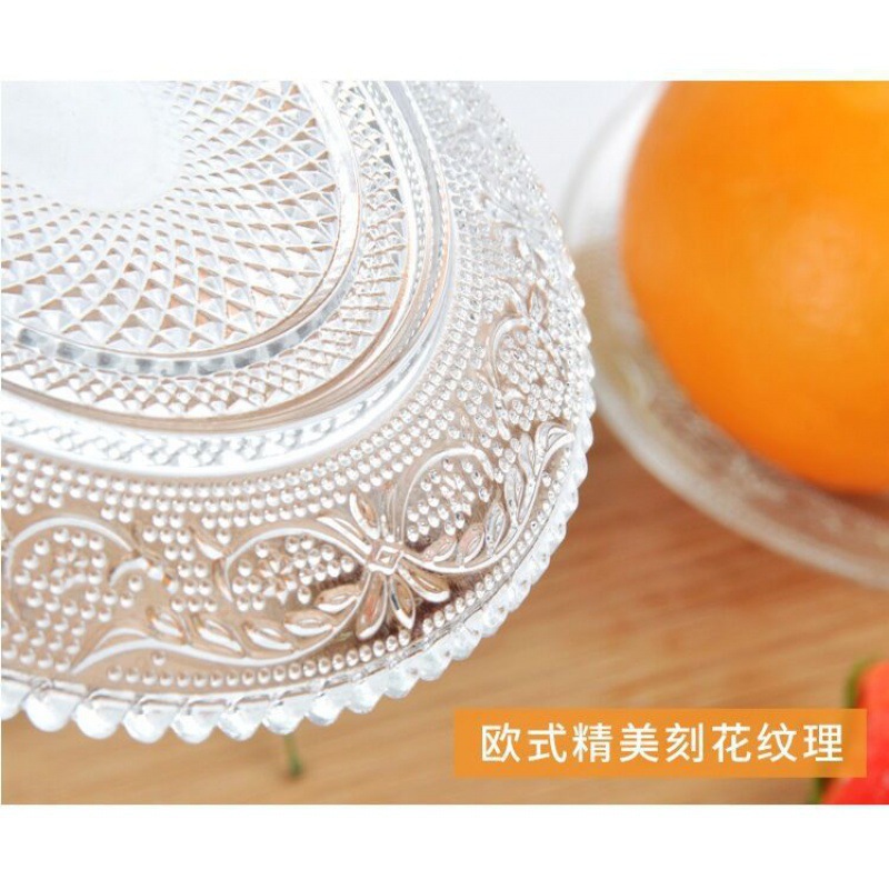 Placa de fruta seca de perla Placa de fruta transparente plato de té redondo de vidrio blanco plato de aperitivo plato de ensalada plato de aperitivo