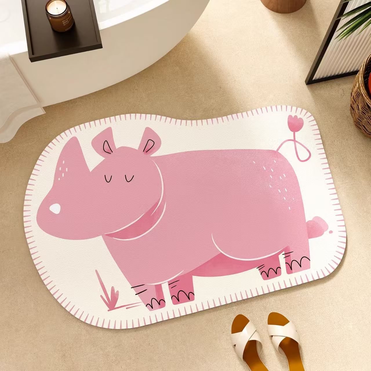 新款异形地垫可冲洗易打理卡通浴室地垫防滑软硅藻泥地垫吸水脚垫