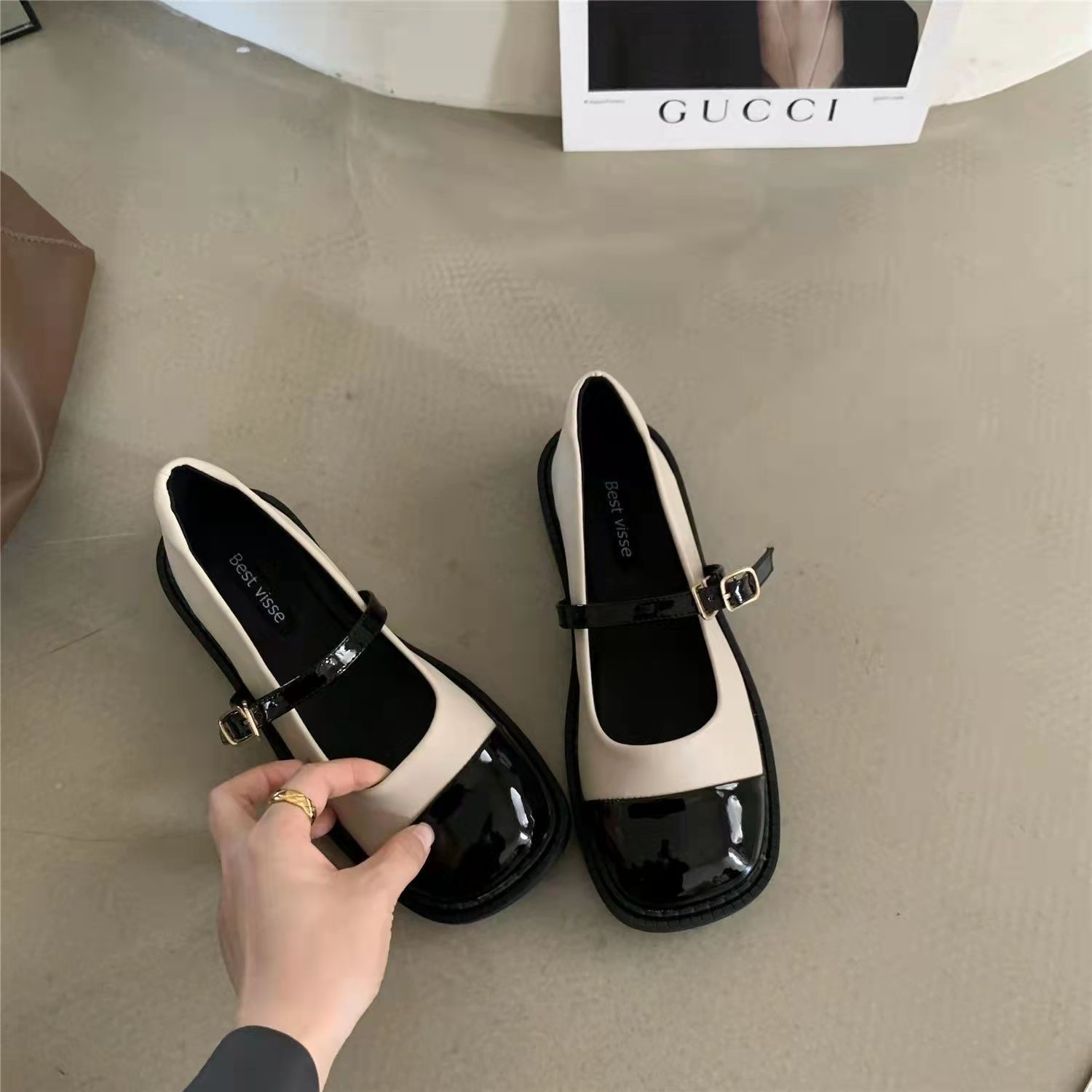 French Thick-Soled Mary Jane Shoes 2024 Spring & Fall Small Fragrance Style British Small Leather Shoes for Women Ins Trbottomy Women's Shoes Wholesale