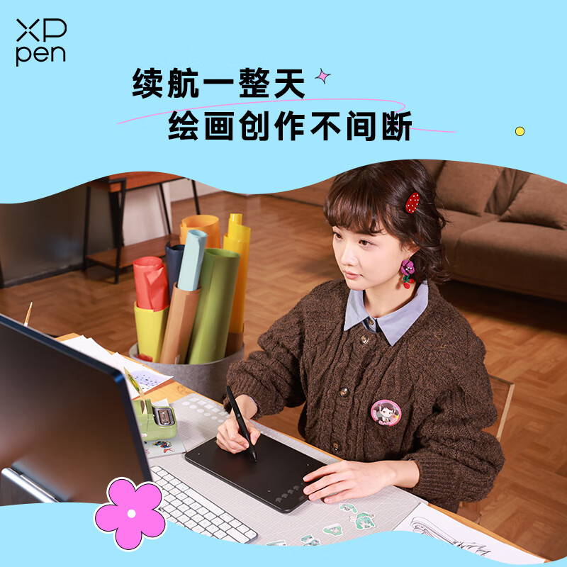 XPPen デジタル タブレット Deco SE 手描きタブレット コンピューター ライティングおよびペイント タブレットは、携帯電話の電子手書きタブレットに接続できます
