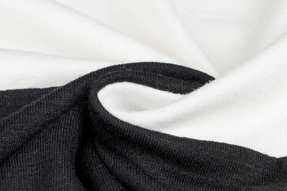 Leopard Print Black & White Stitching V-Neck Loose Long-Sleeved T-Shirt NSDF73732