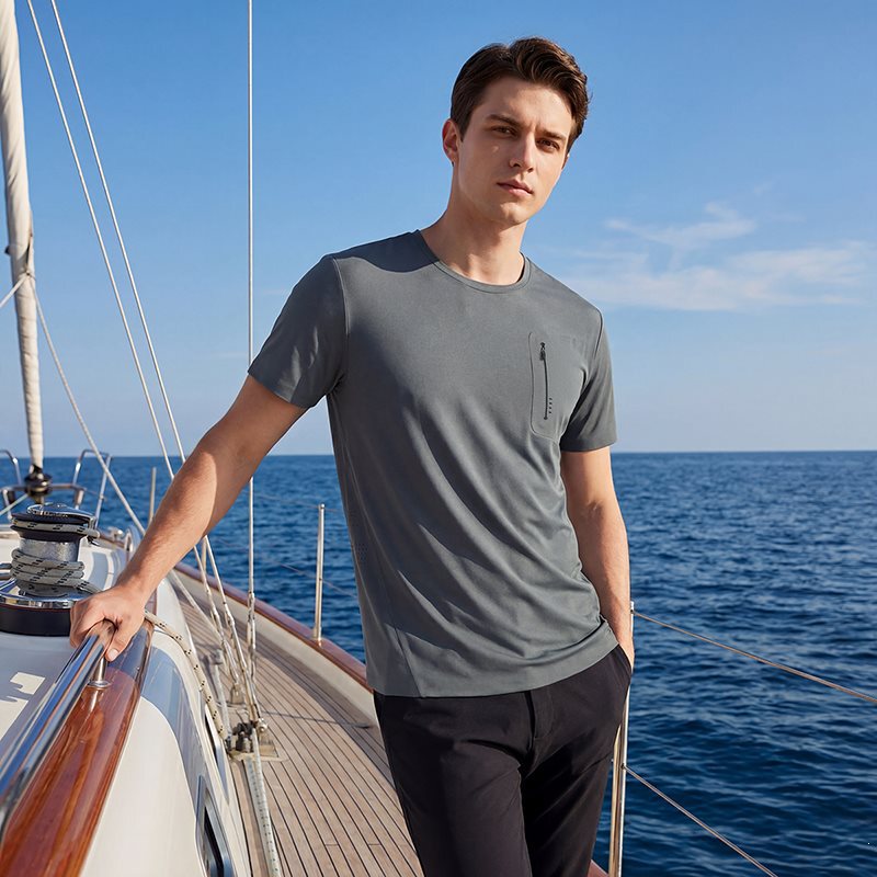 Men's Ice-Cool Quick-Dry T-Shirt Summer Round Neck Short Sleeve with Zipper Chest Pocket Seamless Design Sports Fitness Short Sleeve Men's Ice-Cool Quick-Dry T-Shirt Summer Round Neck Short Sleeve with Zipper Chest Pocket Seamless Design Sports Fitness Short Sleeve