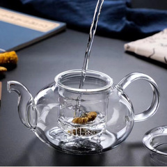 Wholesale high borosilicate glass flower tea high temperature resistant thickened transparent glass teapot filter glass teapot