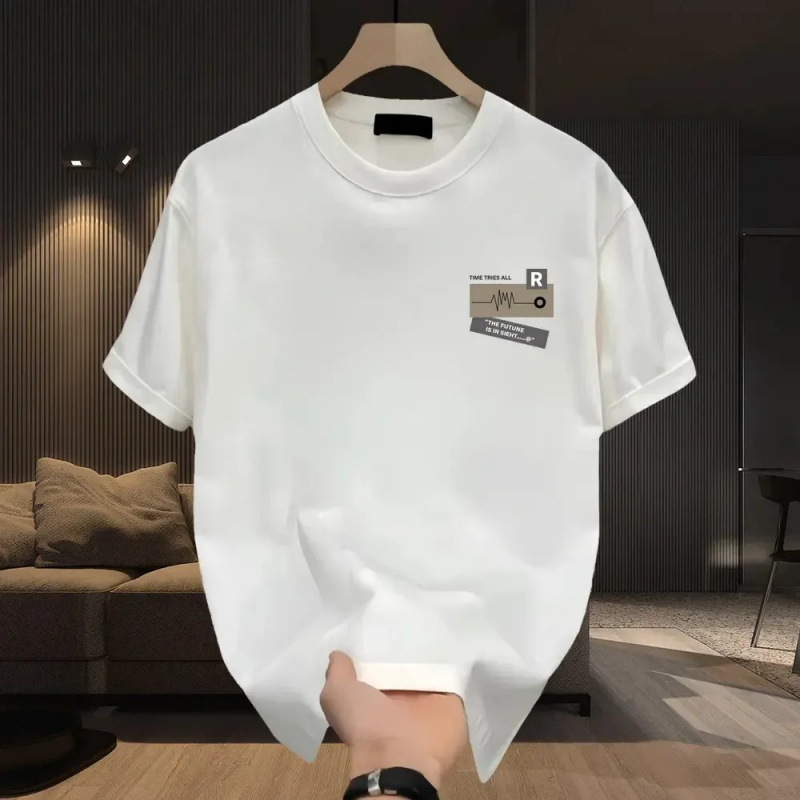 Summer 2025 Hot Selling Trendy Brand Letter Print Short-Sleeve T-Shirt for Men, Heavyweight High-Quality Luxury Base Layer Top