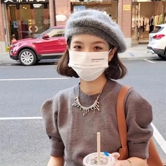 日系簡約純色貝雷帽時尚氣質馬海毛針織畫家帽子百搭蓓蕾帽潮女生