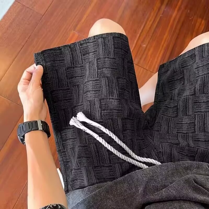 Full Print Striped Casual Shorts for Men, Summer Trendy Straight-Leg Mid-Length Pants, Large Size Loose Five-Point Pants for Boys Full Print Striped Casual Shorts for Men, Summer Trendy Straight-Leg Mid-Length Pants, Large Size Loose Five-Point Pants for Boys