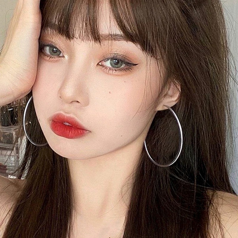 925 plata chapada 18K oro anillo anillo pendientes red femenina exagerada moda gran pendientes joyería de orejas G0083