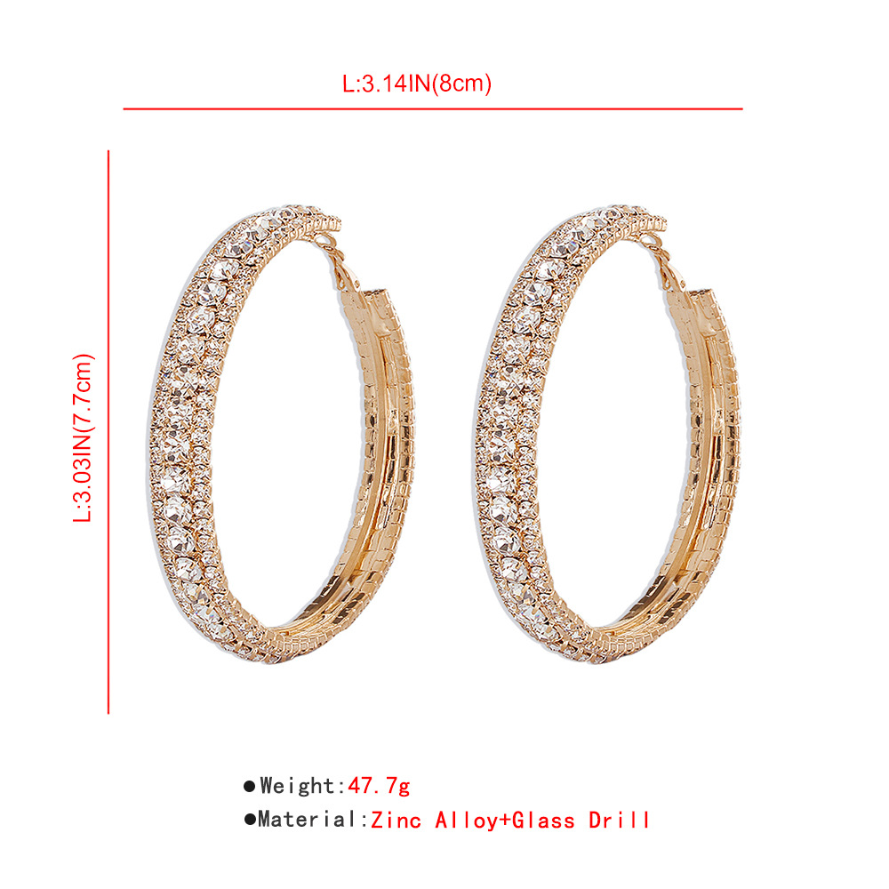 Simple Full Diamond Geometric Hoop Earrings Wholesale Nihaojewelry display picture 11