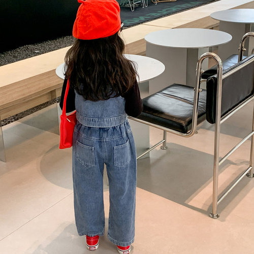 Girls suit towel embroidered denim vest and trousers 24 spring and autumn new style foreign trade children's clothing drop shipping 3-8 years old